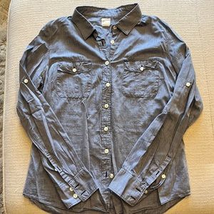 J Crew Blue Chambray Button Down Shirt Large L